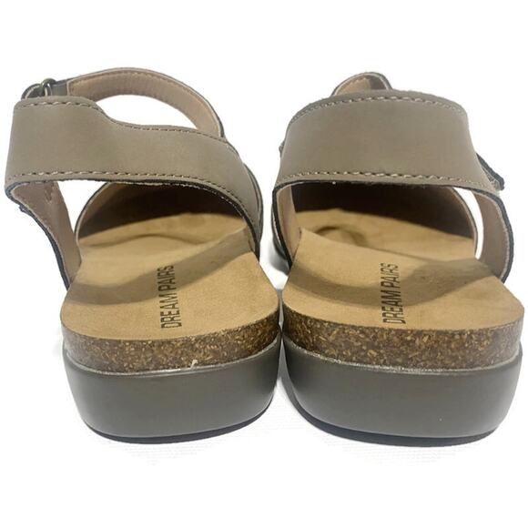 Dream Pairs Closed Toe Sandals Women's 8.5 Taupe Arch Support Comfort Cork NWT - Picture 9 of 12